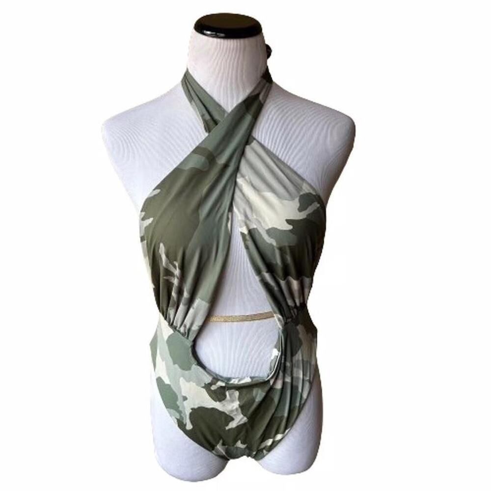 Out From Under Lucia Printed Wrap One-Piece Swimsuit brand new size small